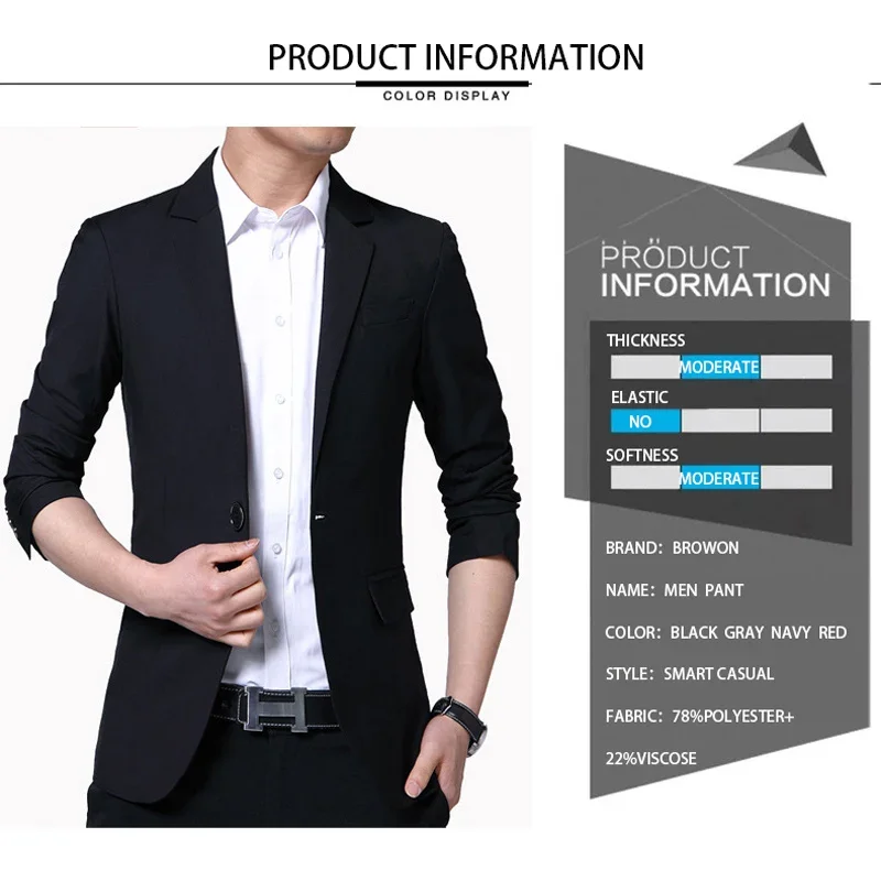 

TFETTERS Spring Autumn Suits Men Casual Slim Fit Business Korean Solid Color Men Suits Professional Wear Mens Blazer Jacket