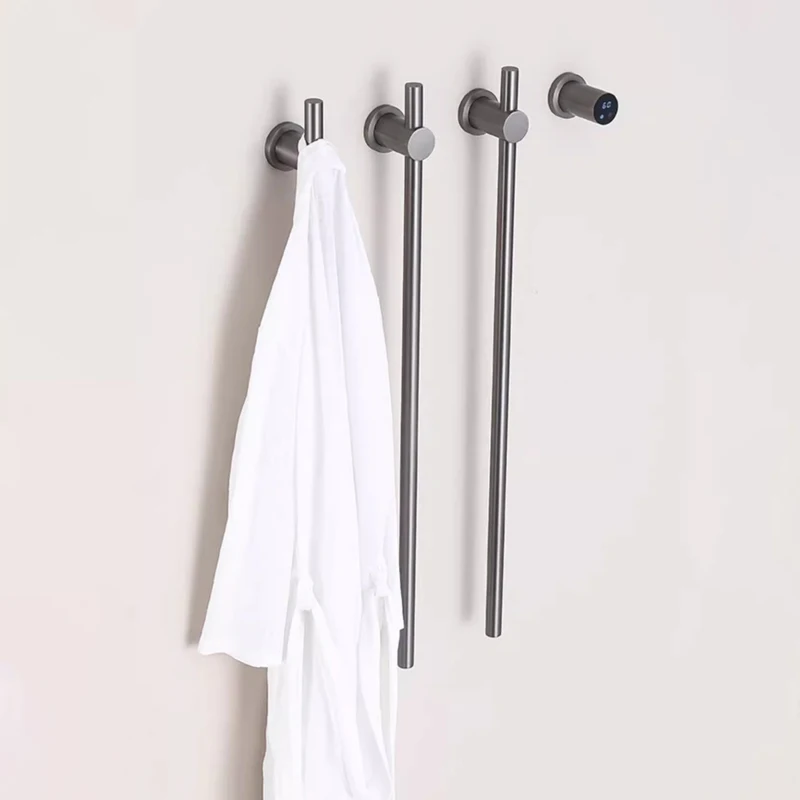 Bathroom Black Electric Towel Rack Hidden Wire Bath Towel Rail Smart Touch Control Towel Warmer Stainless Steels Bathrobe Dryer - view 3