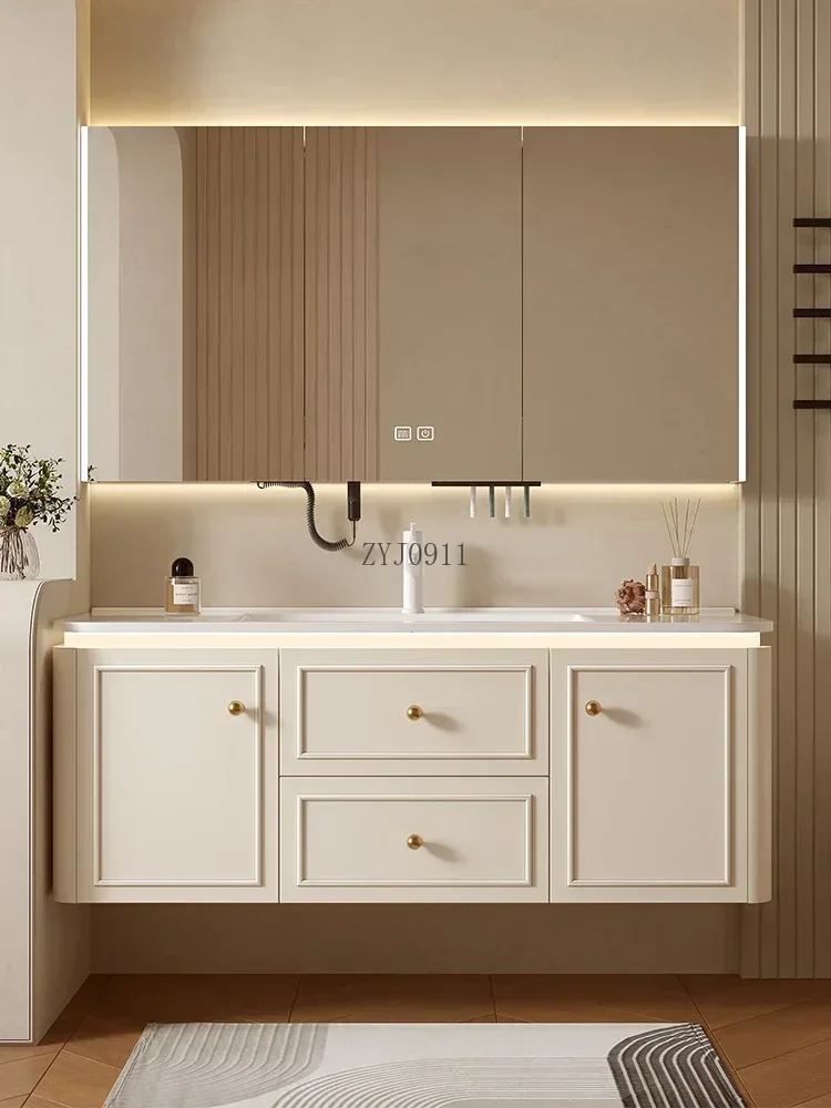 Multifunktions-Wohnmöbel, Badezimmerwaschbecken, Spiegel, platzsparender Schrank, Aufbewahrungssäule, geschlossene Toilette, luxuriöses Handtuch, vielseitig einsetzbar