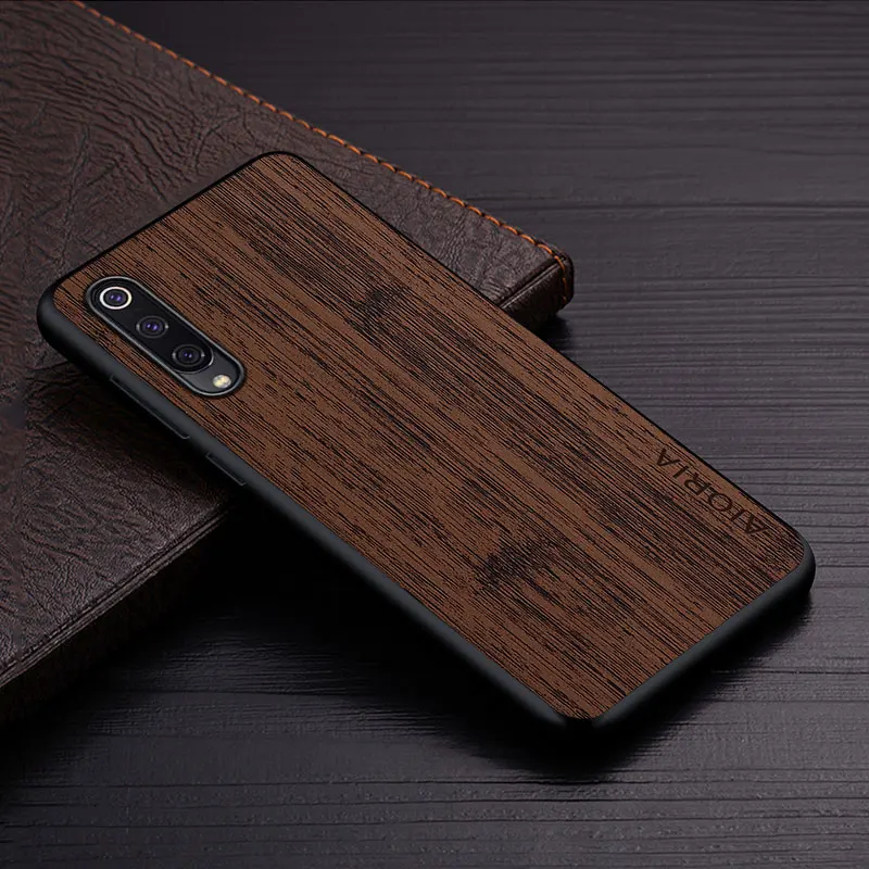 Case For Xiaomi Mi 9 Lite SE funda bamboo wood pattern Leather cover Luxury coque for xiaomi mi 9 lite case Cover