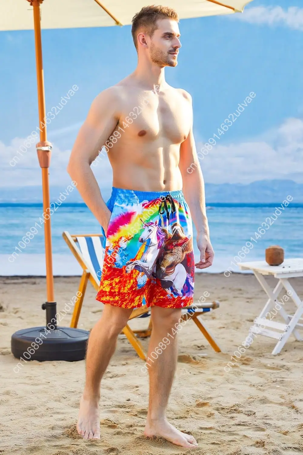 uideazone Men Swim Trunks Drawstring Elastic Waist Quick Dry Beach Shorts with Mesh Lining Swimwear Bathing Suits