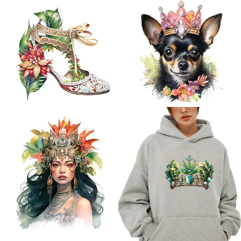 Princess Castle Jungle Cat High Heels iron on transfer for clothing dtf transfers ready to press Heat Transfer Printing