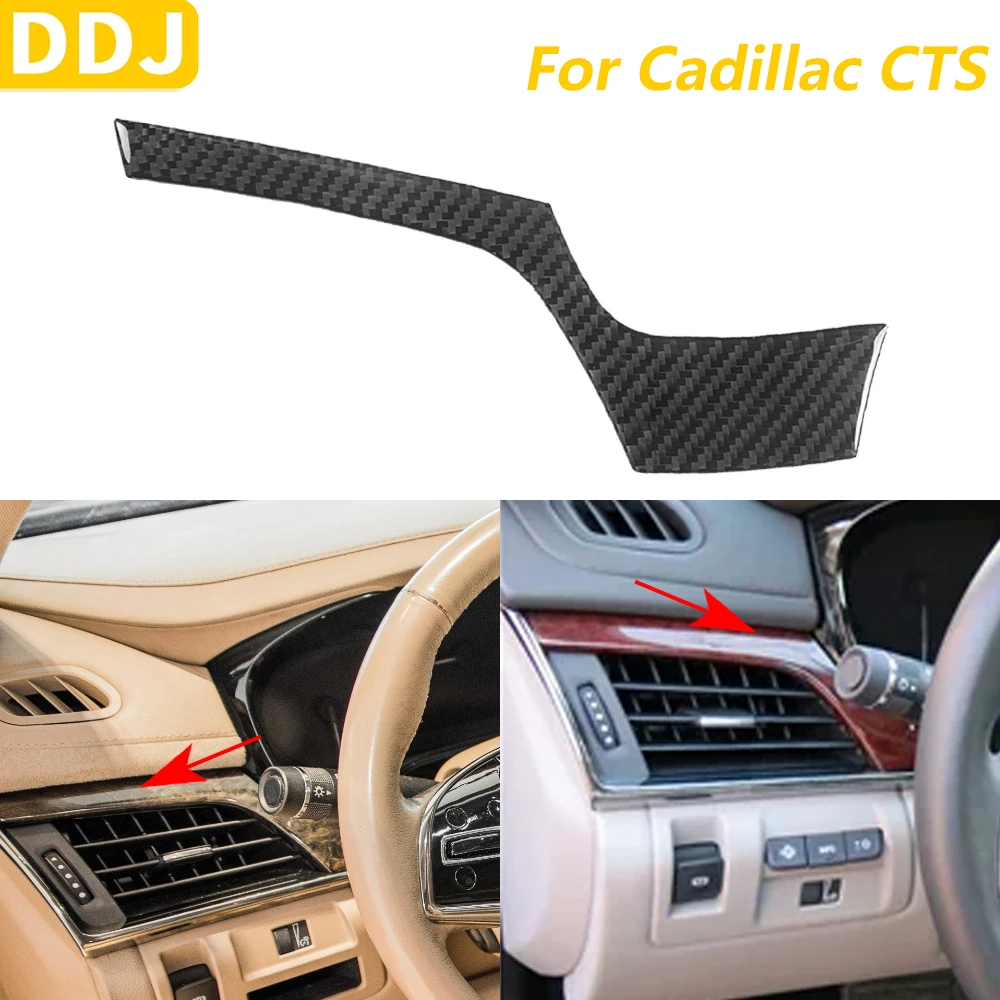 لكاديلاك CTS 2014-2019 ألياف الكربون أداة السائق الرئيسي منفذ الهواء تنفيس غطاء الكسوة اكسسوارات السيارات الداخلية ملصق #1