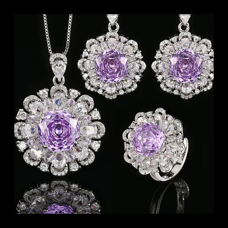 

2025 New Zhuang Shengsheng Jewelry Copper Bottom Gold-plated Simulation Millennium Roland Flower Set Main Stone 12-10mm