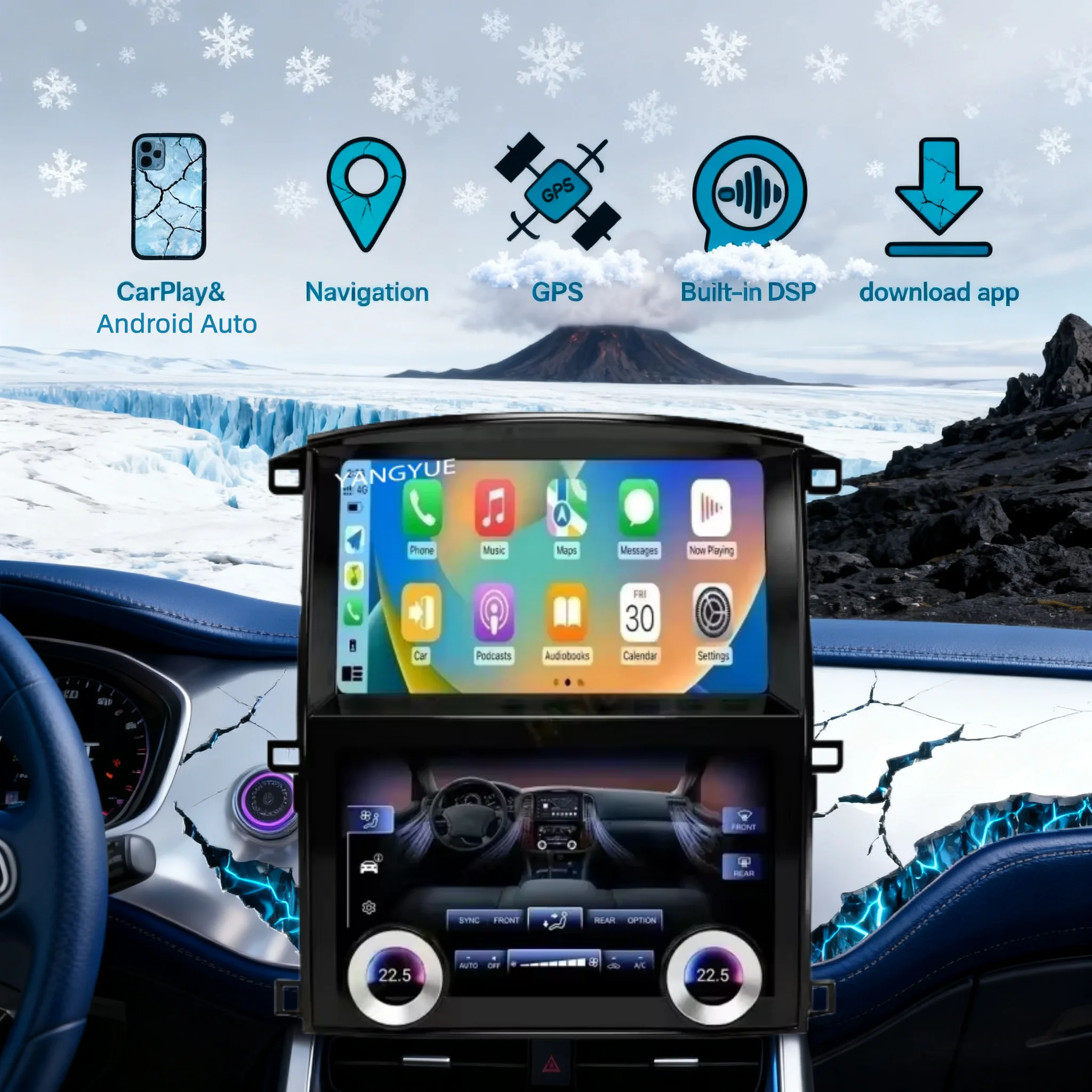 

N 10 Inch Android 14 Dual Screen Car Radio For Toyota Land Cruiser LC100 2003 2004-2007 Carplay Multimedia Player GPS Head Unit