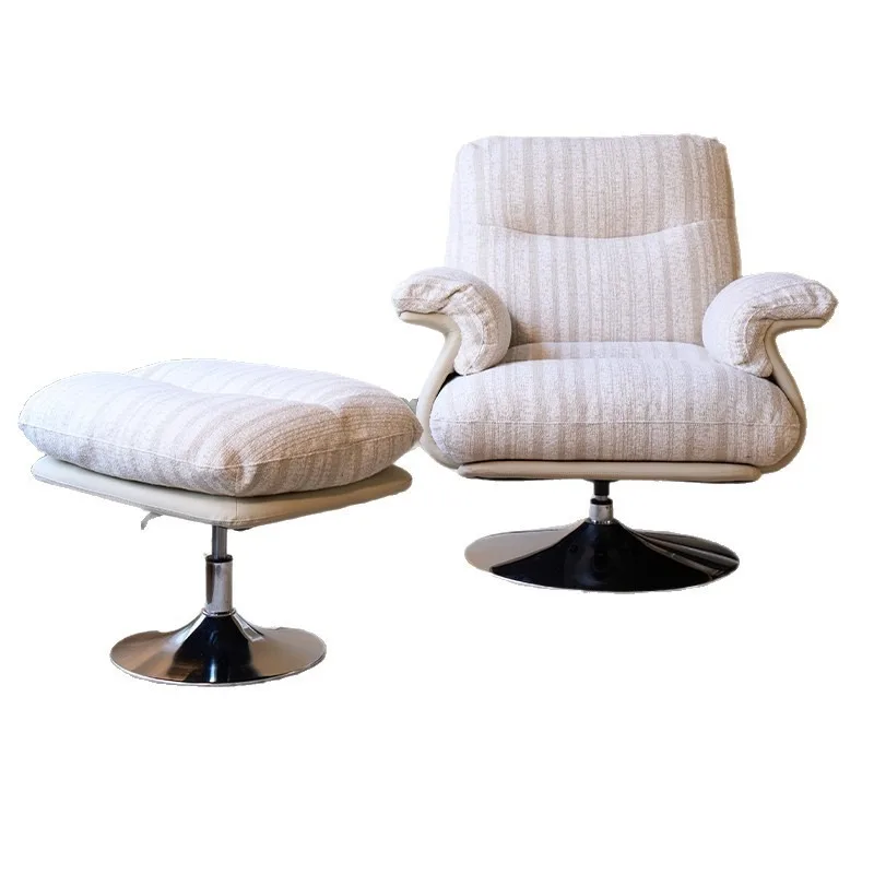 French light luxury home bedroom balcony chair, removable and washable cotton and linen fabric leisure chair, rotating single