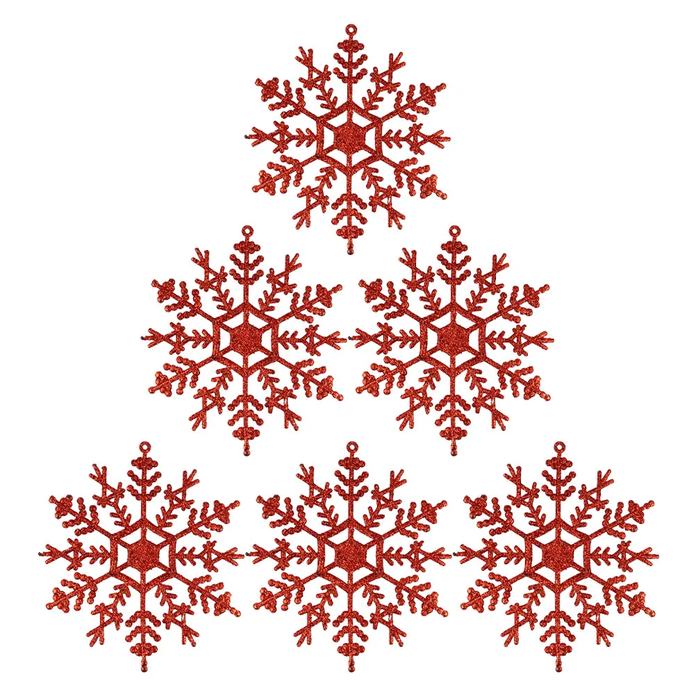 

6 Pcs Christmas Snowflake Pendant Decorations High Quality Plastic Lightweight Realistic Shapes Xmas Tree Hanging Family