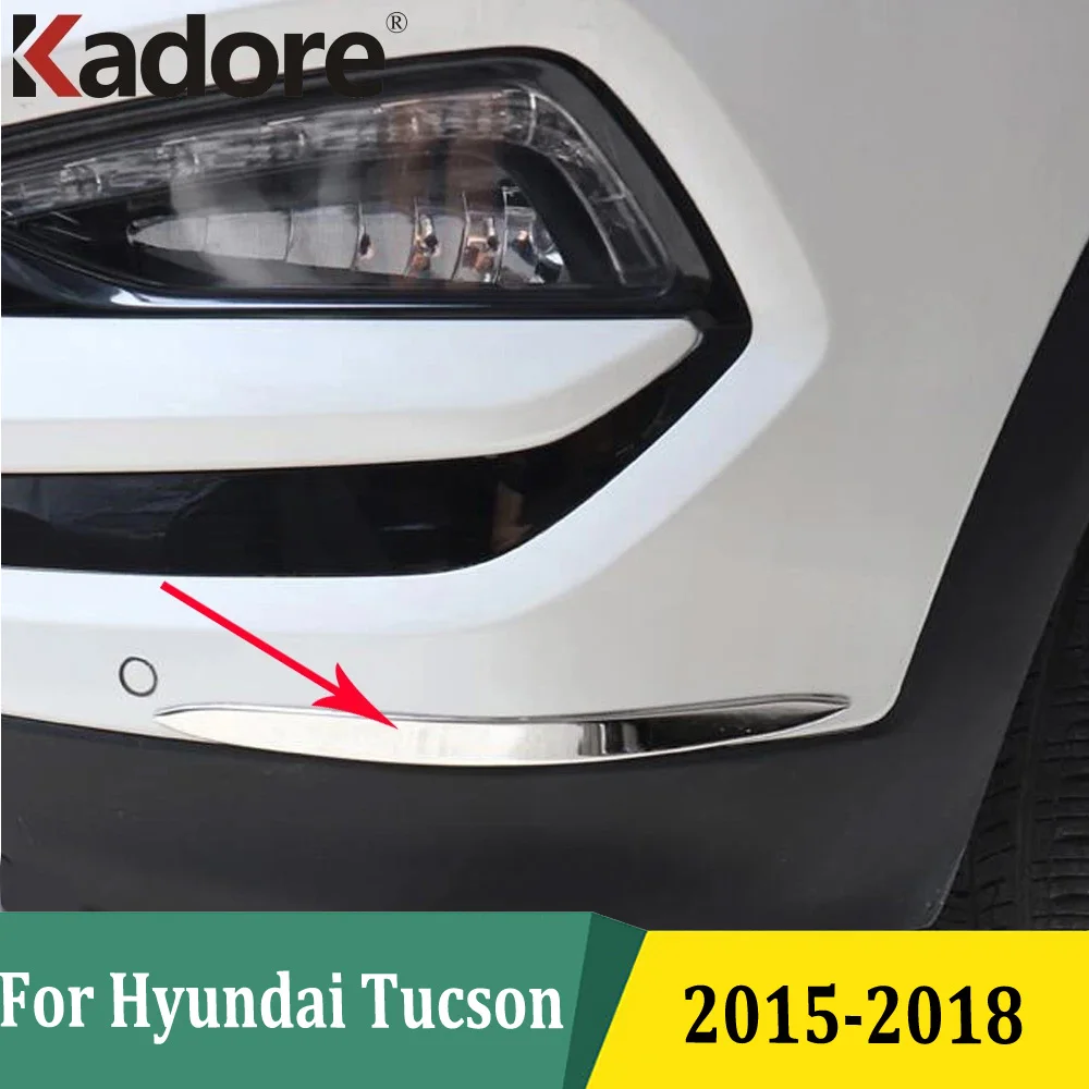 

For Hyundai Tucson 2015 2016 2017 2018 Car Side Front Bumper Corner Trim Rear Decoration Strip Frame 4pcs Stainless Steel