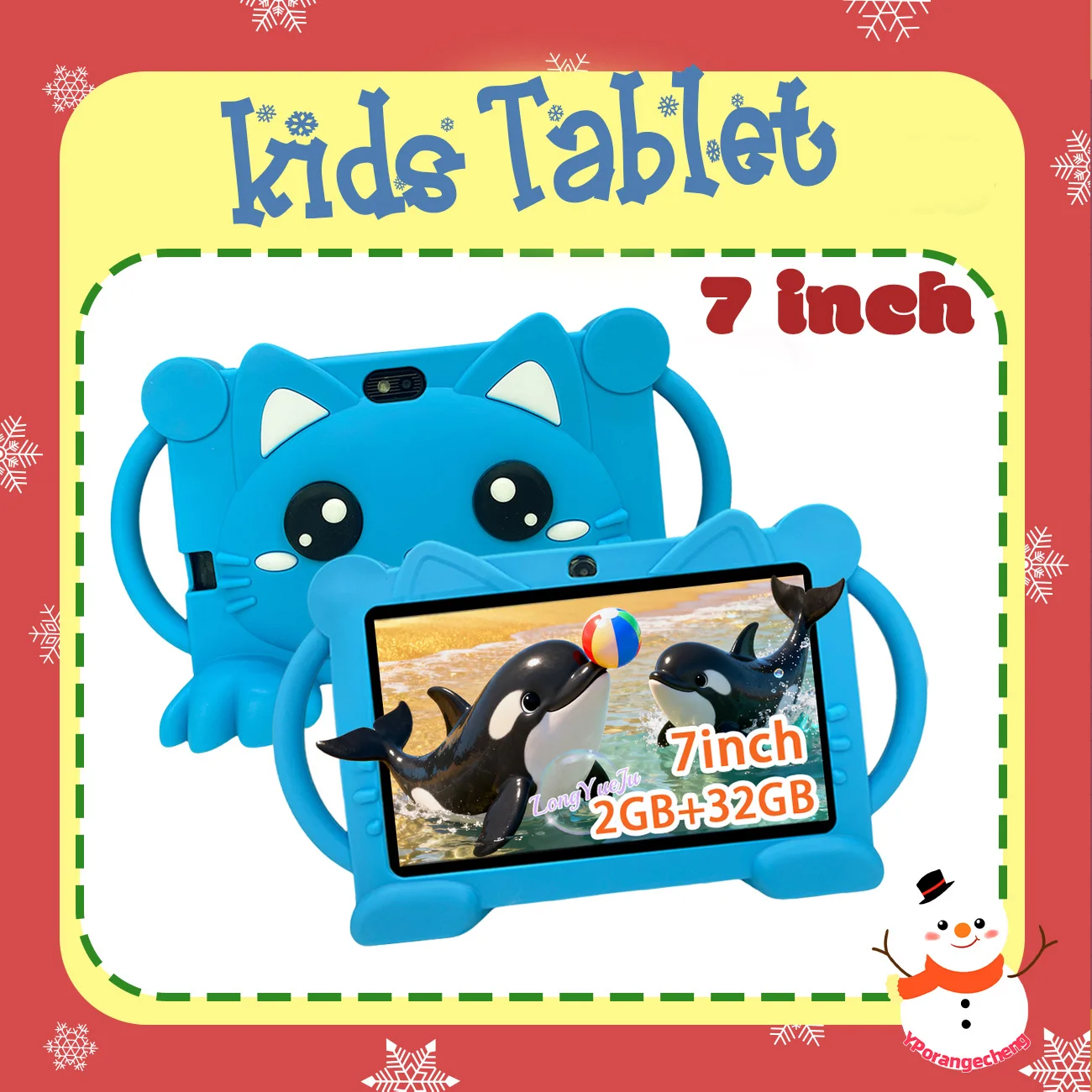 7-inch Kids Tablet, Learning Device, Parental Controls, 1024*600 Resolution, 2+32GB Storage, 0.3MP + 2MP Cameras