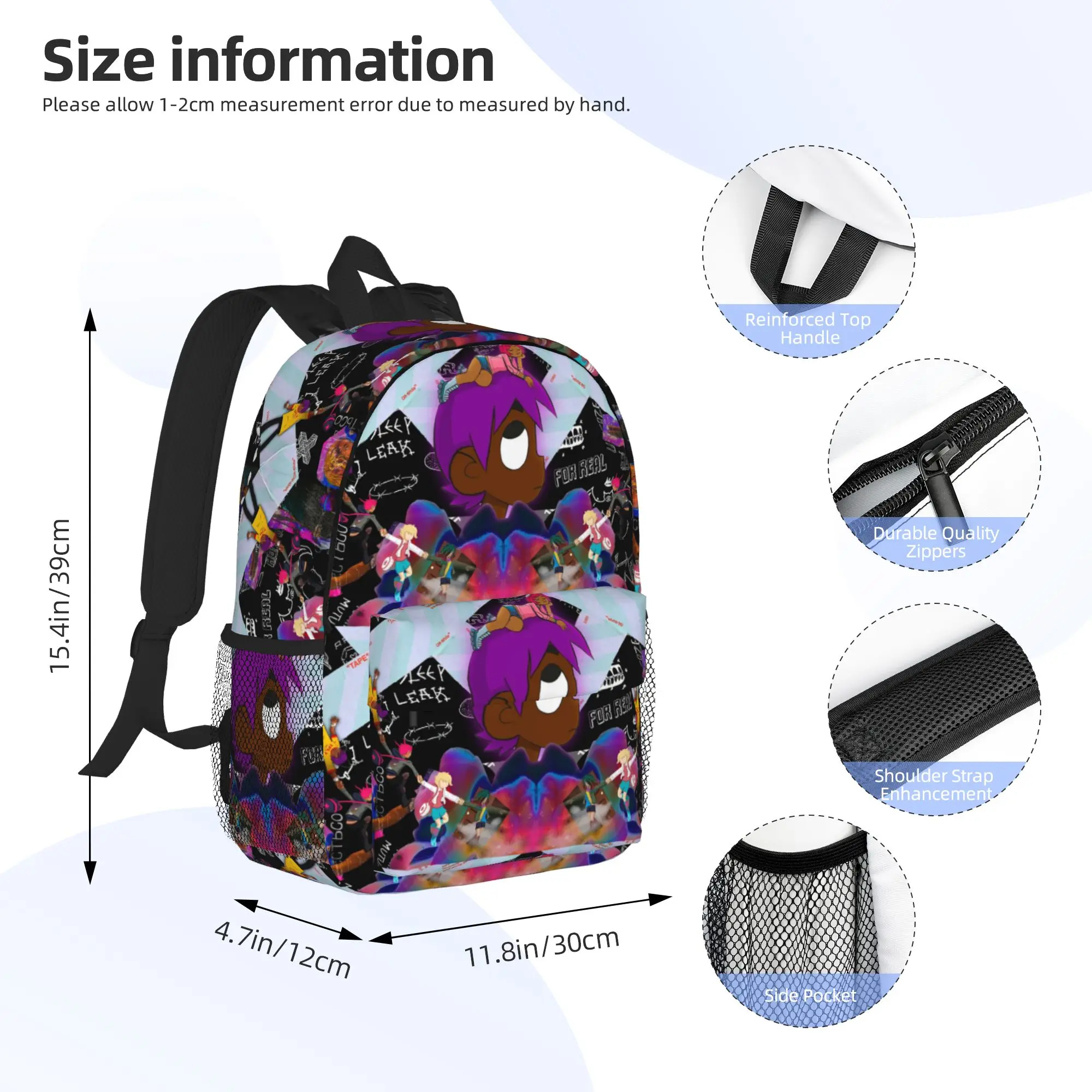 Lil Uzi Vert Backpack Hot Sale Daypack Large Capacity Boys Girls BookBag Shoulder Bags for Men Women School Bag