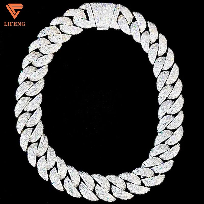 Custom Hip Hop Necklace 18mm Diamond-shaped Cuban Chain Micro-set Diamond Necklace Fashion Brand Strip Men's Cuban Chain