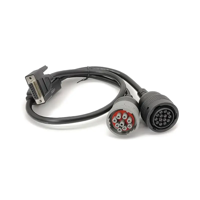 DB15 Female to Cat 9-Pin Male and 14-Pin Female J1939 Y Cable, Truck Diagnostic Tool, 70cm