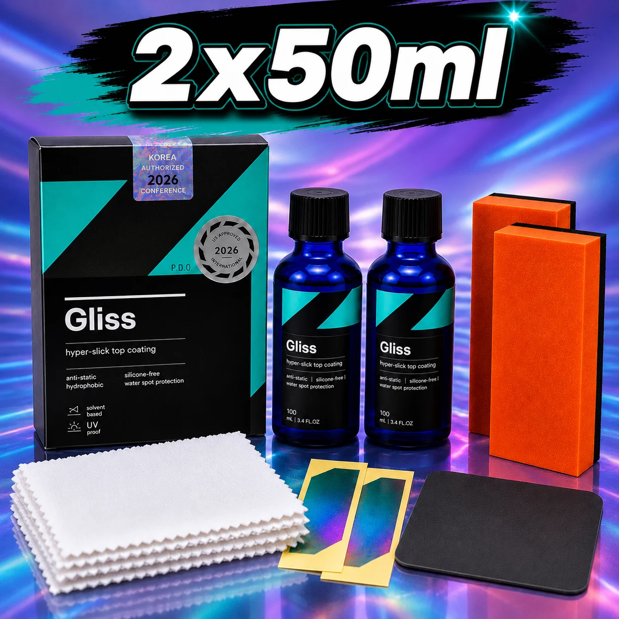 cquartz-gliss-original-ceramic-coating-2-50ml-kit-for-cars-hyper-smooth-hydrophobic-nano-top-coat-with-microfiber-applicators