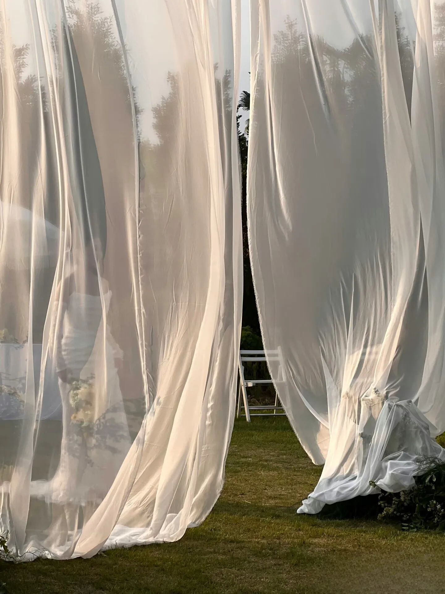 Chiffon Tulle Light Tramsparent Yarn Curtain Fabric Han Chinese Clothing Draping for Wedding Celebration Decoration Fabric