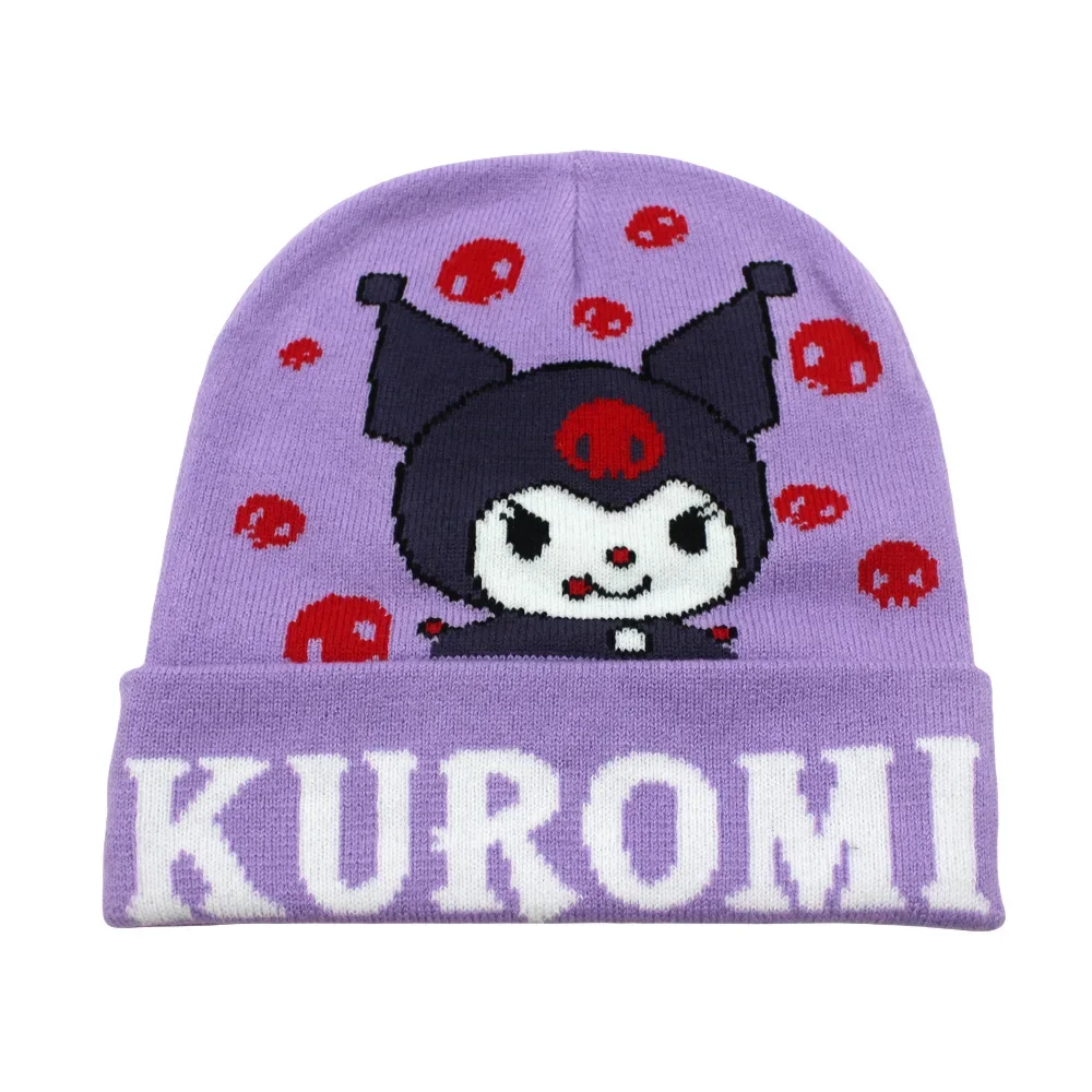 Sanrio Cartoon Hello Kitty Strickmützen Anime Melody Kuromi bestickte Wollmütze Herbst Winter warme Paar Zeug Weihnachtsgeschenk