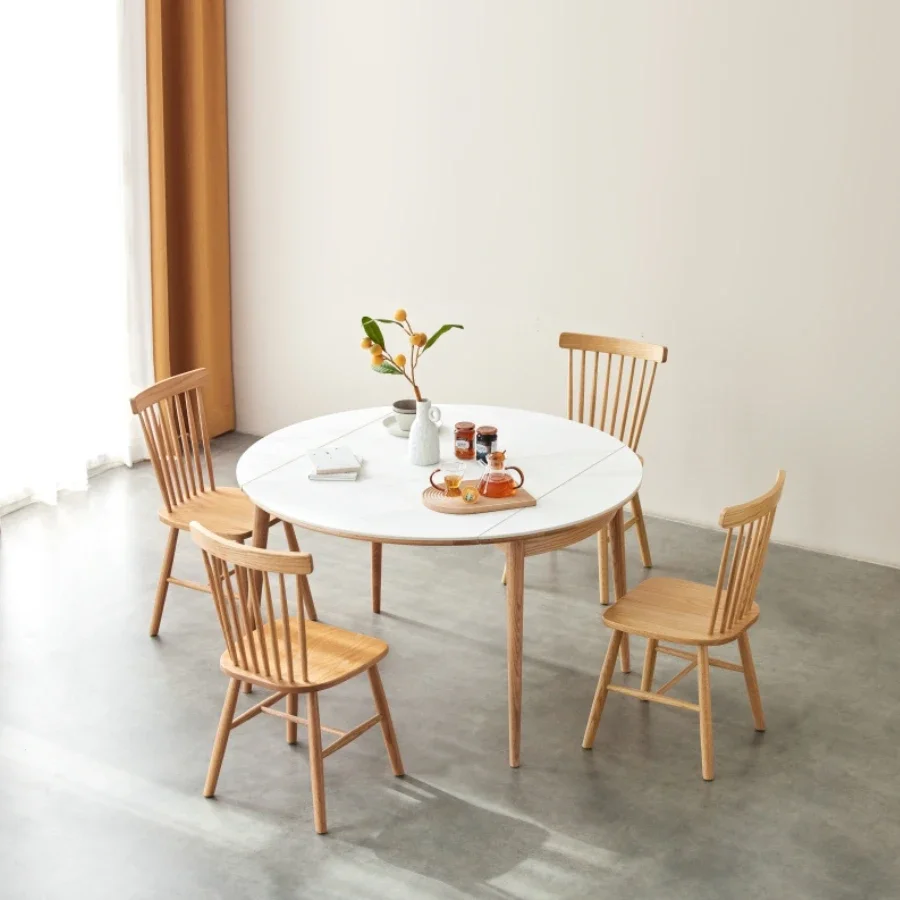 -ww Modern Dining Room Sets Folding Dinner Table Nordic Solid Wood Round Dining Table