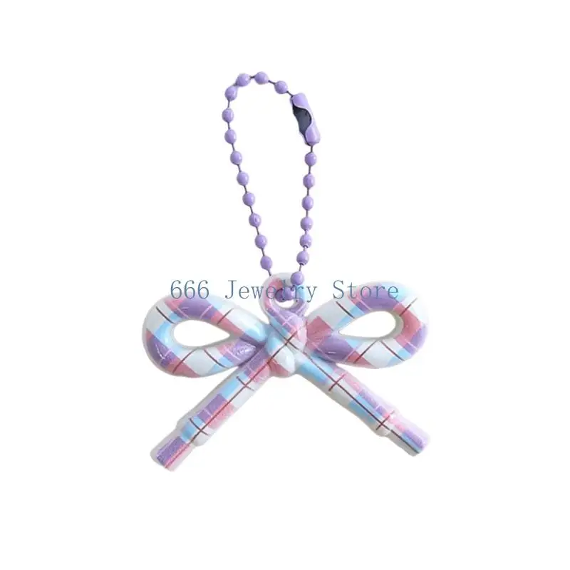 F2TD Bright Plastic Floral Bowknot Charm Chain Sturdy Decorative Piece For Backpack Phone Case Styling