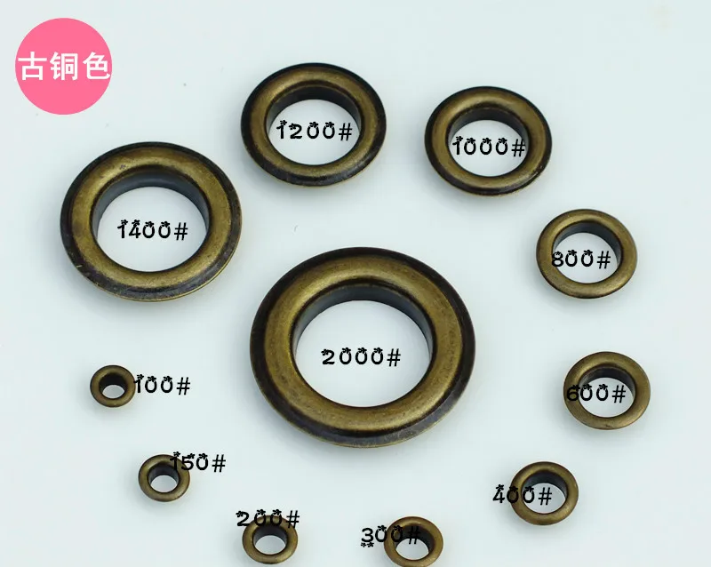 100sets/lot Innder diameter:10/12/14/17/20mm pure copper eyelets for bags garment eyelets no rust bronze color free shipping