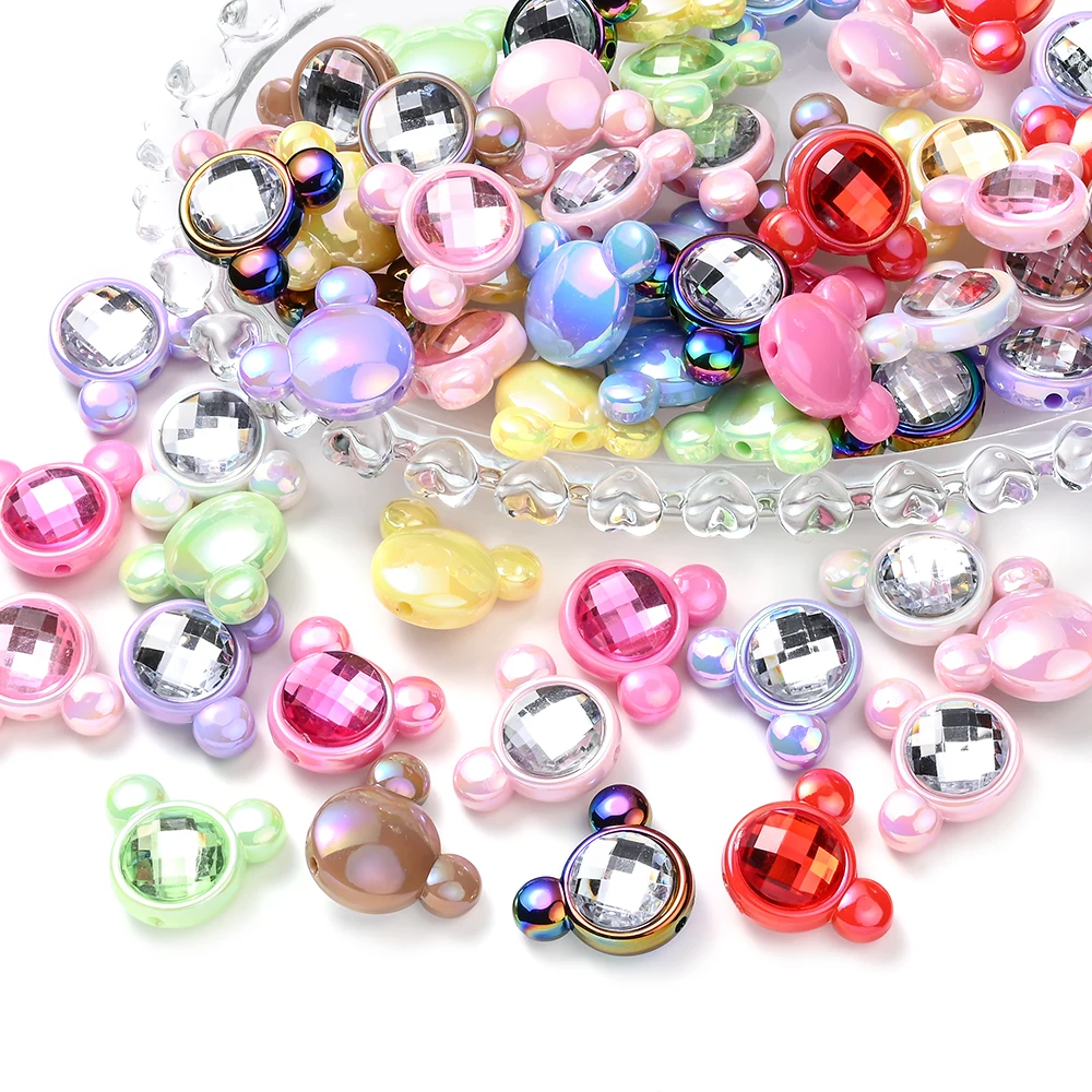 10Pcs 20x25mm Colorful Animal Acrylic Beads Mickey Mouse shape Spacer Beads For Jewelry Making DIY Earrings Bracelet Necklace view 4