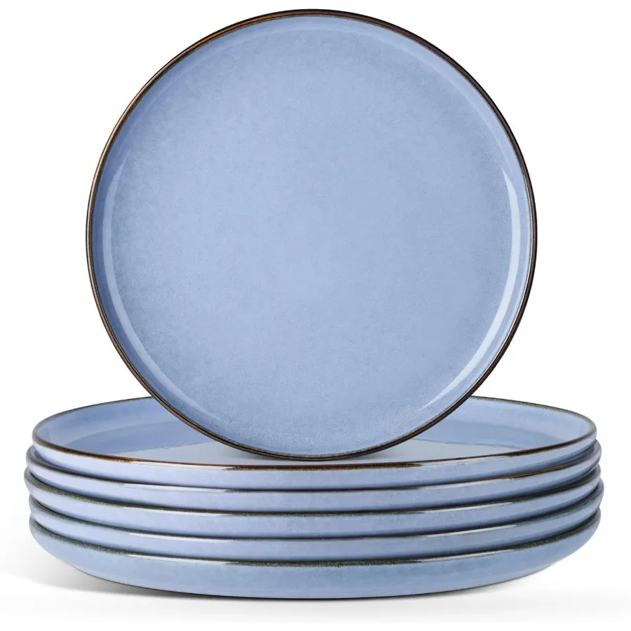 

8 Ceramic Salad Plates Set of 6 Reactive Glaze Stoneware Dishes for Home Kitchen and Restaurant Use Round Dessert Plates Microw