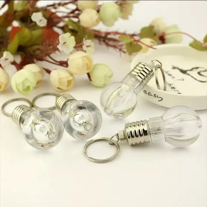 LED Colorful Light Bulb Mini Light Key Chain Creative Toy Small Gift Dazzling Pendant Night Light Novel Accessories