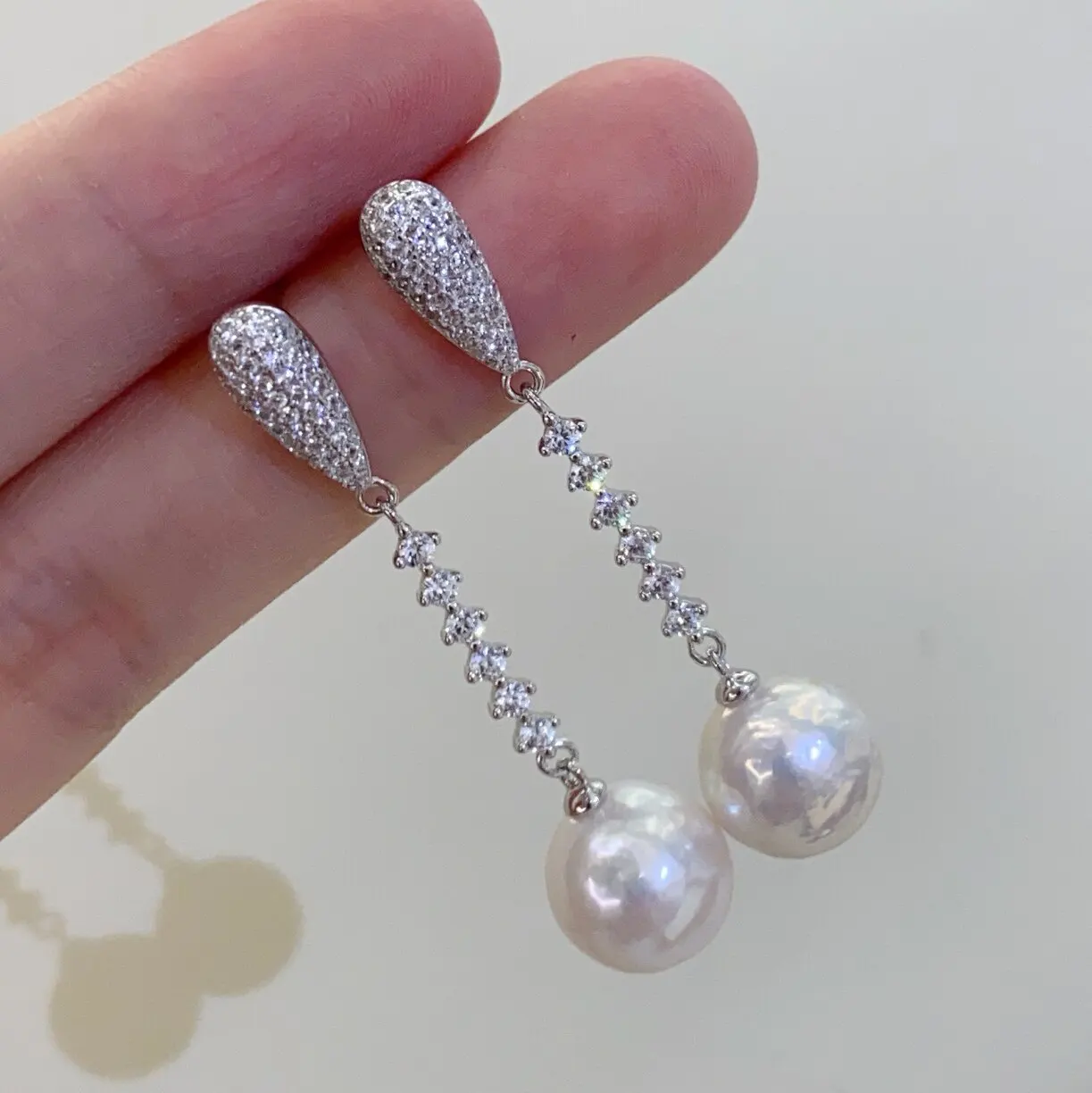 Gorgeous pearl earrings AAAA10-11mm+15-20mm Baroque style pearl earrings 925s
