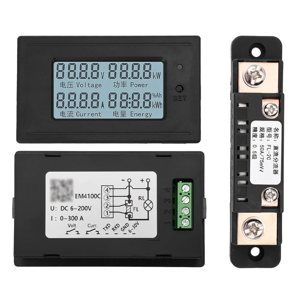 20A 50A 100A DC6-200V Digital LED Display Voltmeter Ammeter Wattmeter Power Energy Meter 12V 24V 110V 220V Volt Tester