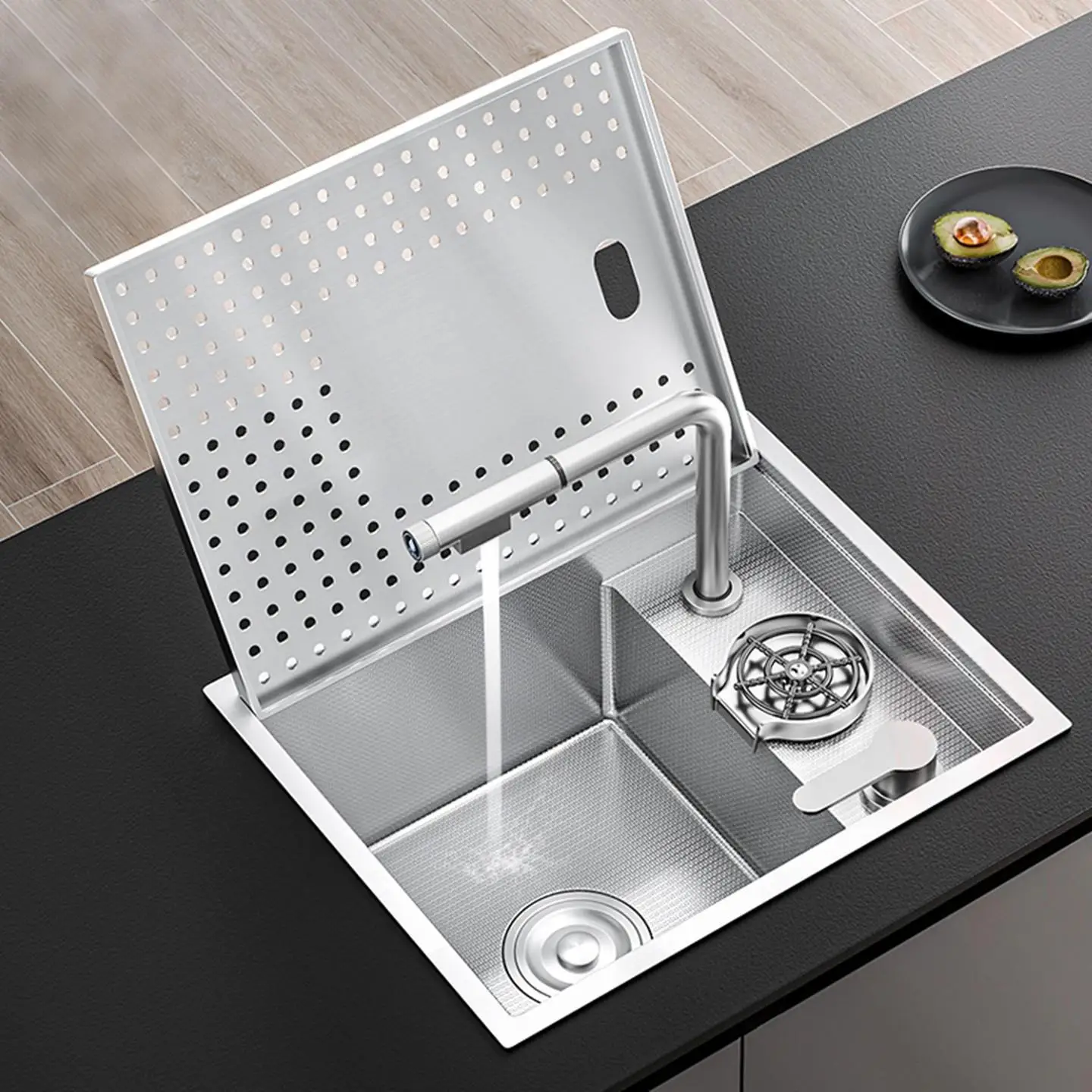 Hidden cup washer, rusted steel sink, bar counter, invisible belt, cover plate, Nakajima mini small vegetable