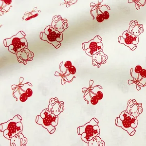Basiscreme Erdbeerbären -Baumwollstoff für Kinder Kleidung, Heimtextil, Schlupf, Nähen, Quilten, DIY, Stickmaterial 12 Hauptverkaufs Erdbeerstoff - №6