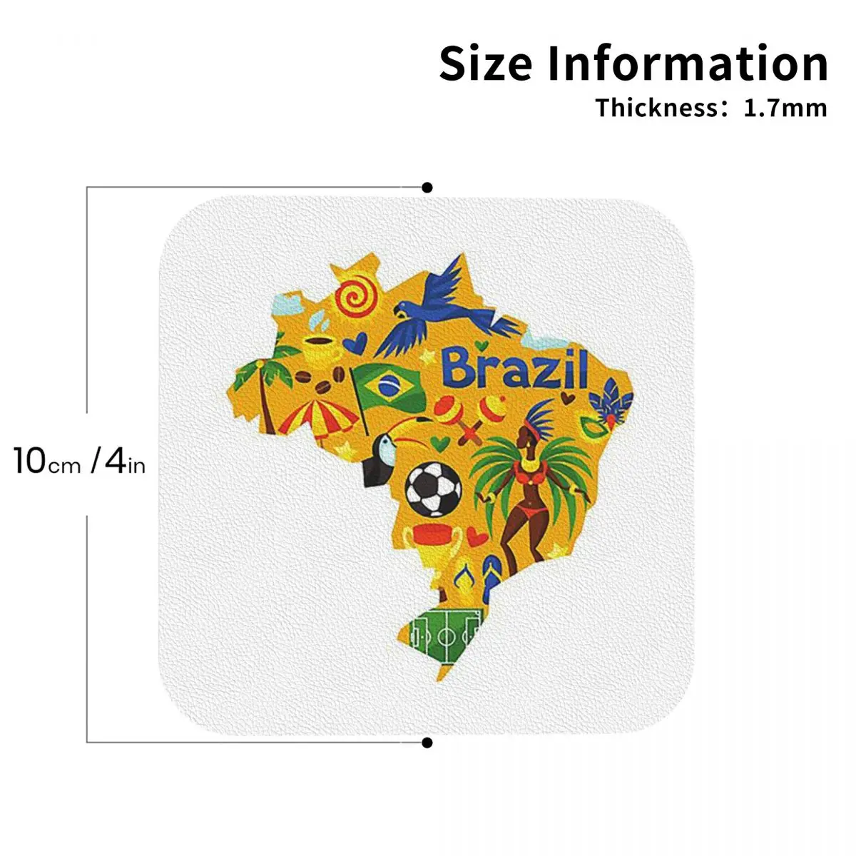 Brazil Abstract Map Coasters PVC Leather Placemats Non-slip Coffee Mats for Decor Kitchen Dining Pads Set of 6