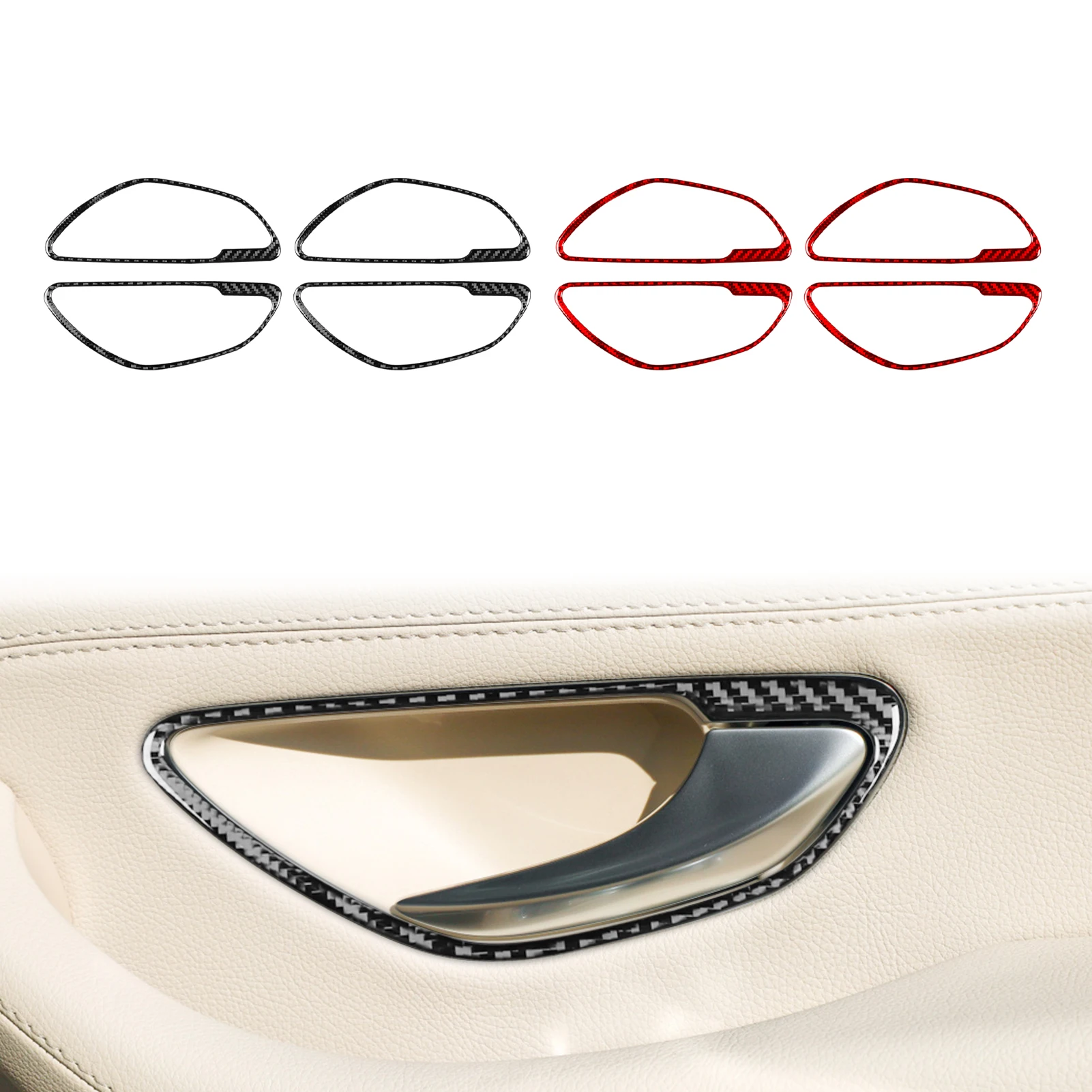 For Mercedes Benz E Class W213 2016-2022 Accessories Real Soft Carbon Fiber Interior Door Handle Frame Cover Trim Sticker