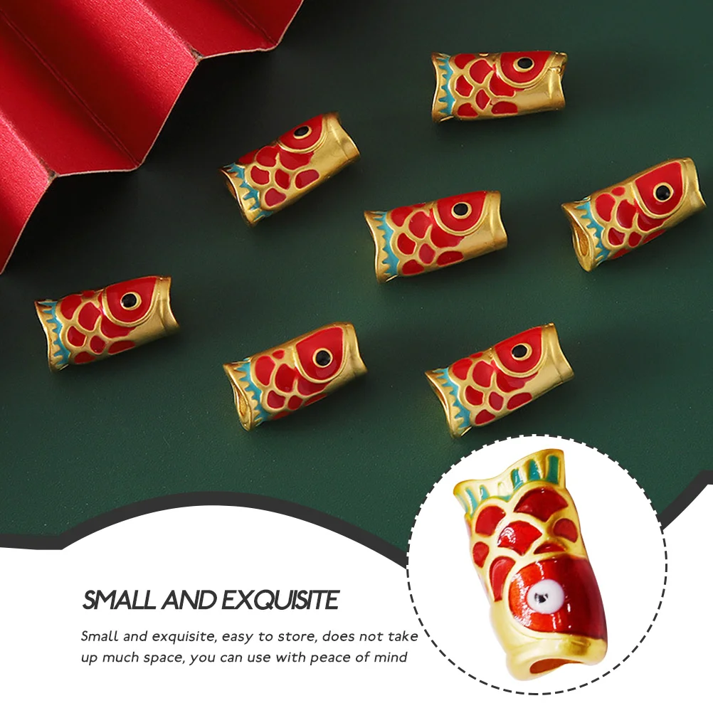 

10 Pcs Red Koi Fish Tube Beads DIY Bracelet Necklace Spacer Charms Jewelry Making Accessories Decorative Reusable
