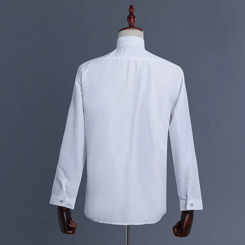 Men Dress Shirt White Color Mens Formal Business Shirts Male Performance Tuxedo Wedding Party Stage Tops Clothing