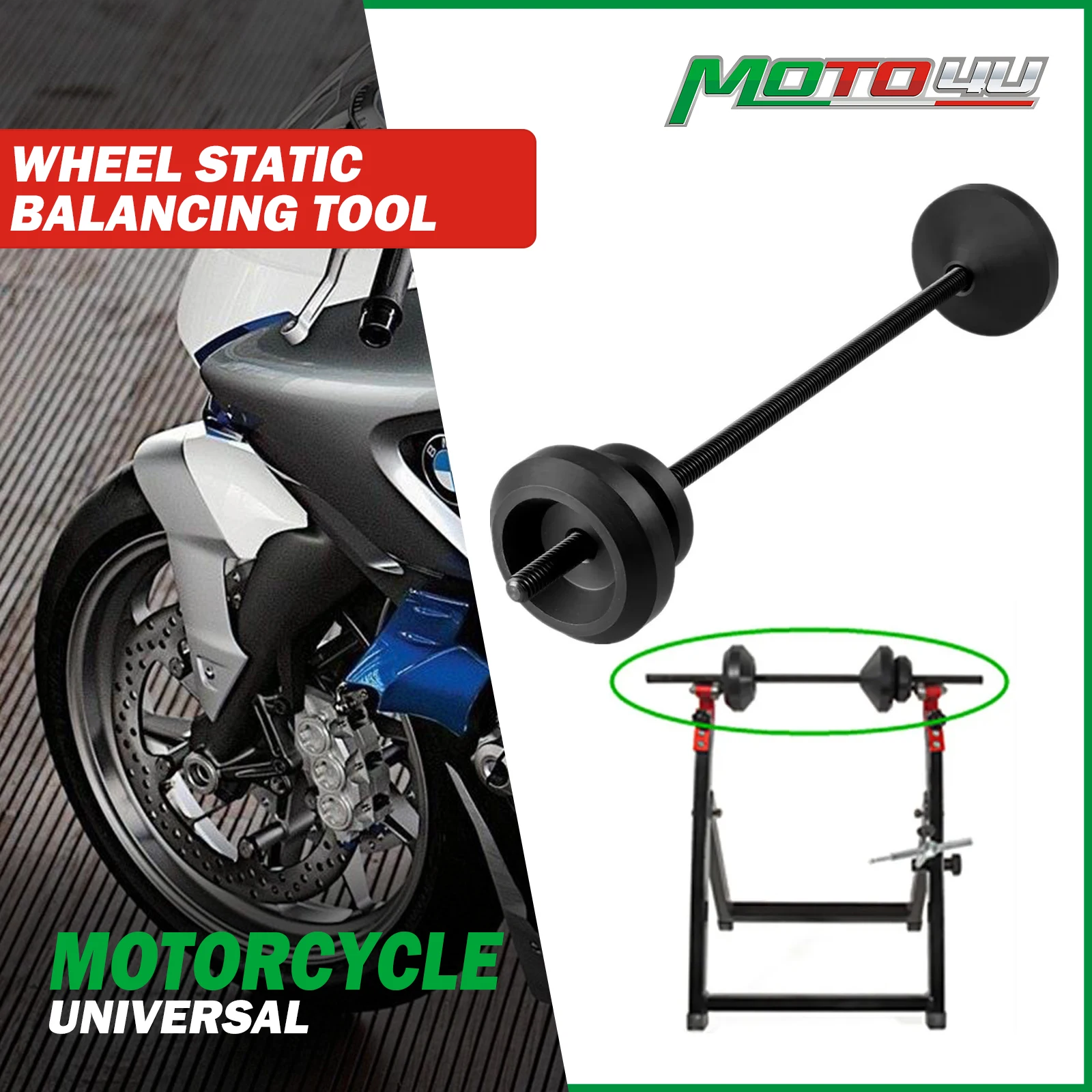 MOTO4U Universal Wheel Static Balancing Tool Balanceradpator Motorcycle Balancing Buck Axle For Motorcycle Tires One-Arm Swinger