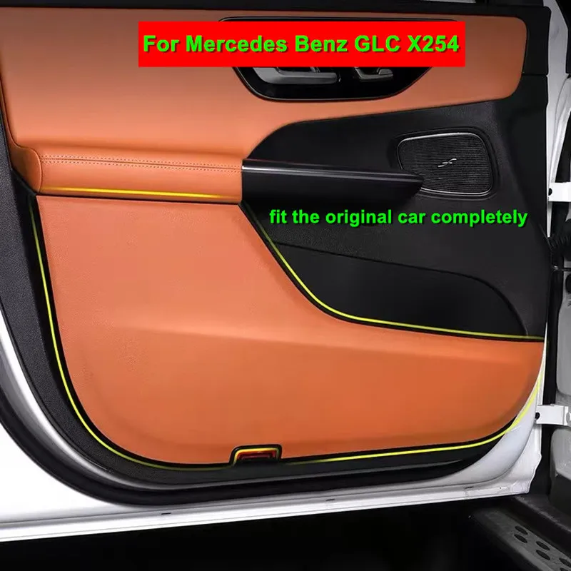 Car Door Anti-kick Mat Leather Protective Cover Trim Sticker For Mercedes Benz GLC X254 2023 2024 2025 Interior Accessories