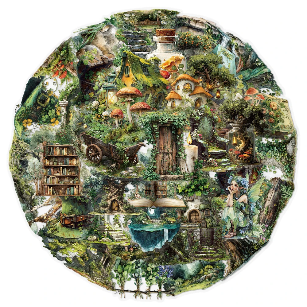 10/30/50 قطعة شفافة الرجعية الغابات الكتابة على الجدران ملصقات DIY جراب هاتف دفتر مقاوم للماء لطيف لاصقة تزيين حزم