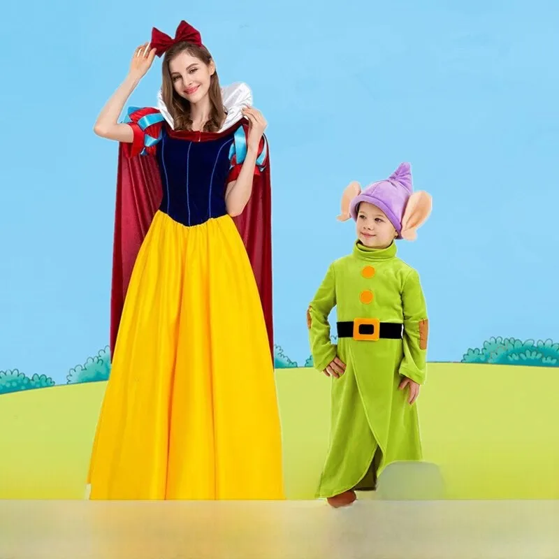 

Adult Halloween Cartoon Snow White Dress Role-playing Costume with Big Ears Seven Dwarfs Outfit Ladies Ethnic Stage Clothing