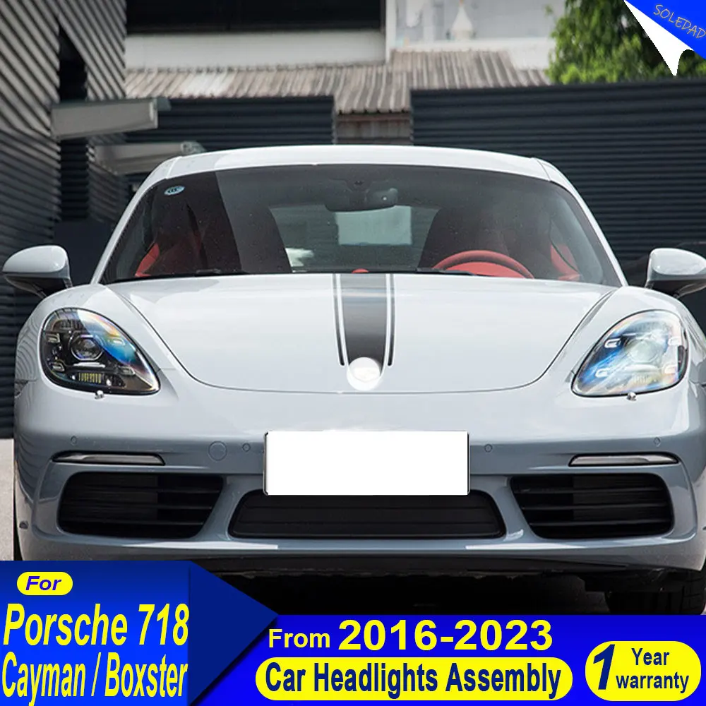 

Пара автомобильных фар для Porsche 718 Cayman, фары Boxster 2016-2023, обновление, новый стиль, светодиодные лазерные фары PLDS, Plug and Play