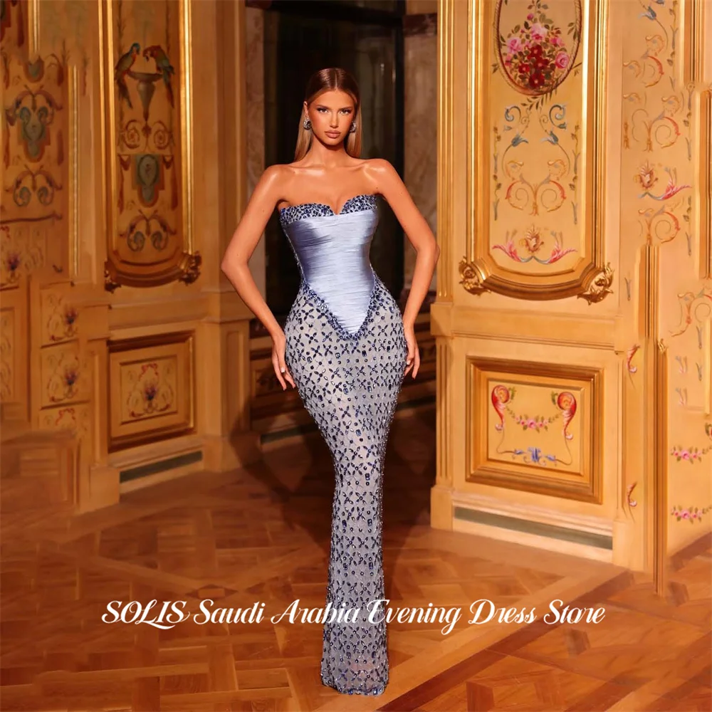 

Серое вечернее платье SOLIS с вырезом «сердечко», вечернее платье-русалка, вечернее платье с бисерным лифом, платье в стиле знаменитостей, на заказ