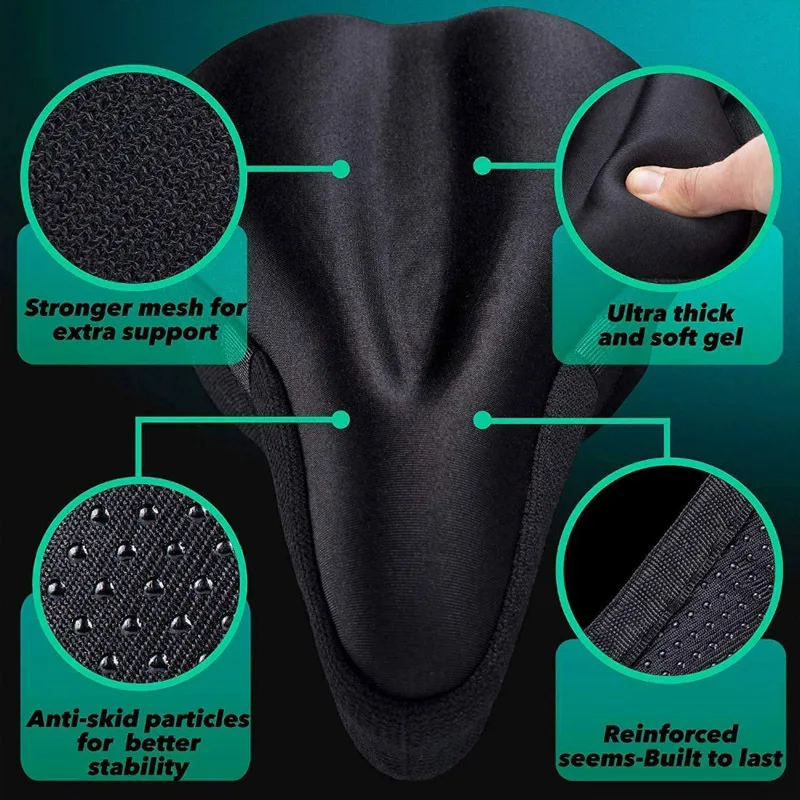 3D Soft Thickened Bicycle Seat Breathable Bicycle Saddle Seat Cover Comfortable Foam Seat Mountain Bike Cycling Pad Cushion Cove