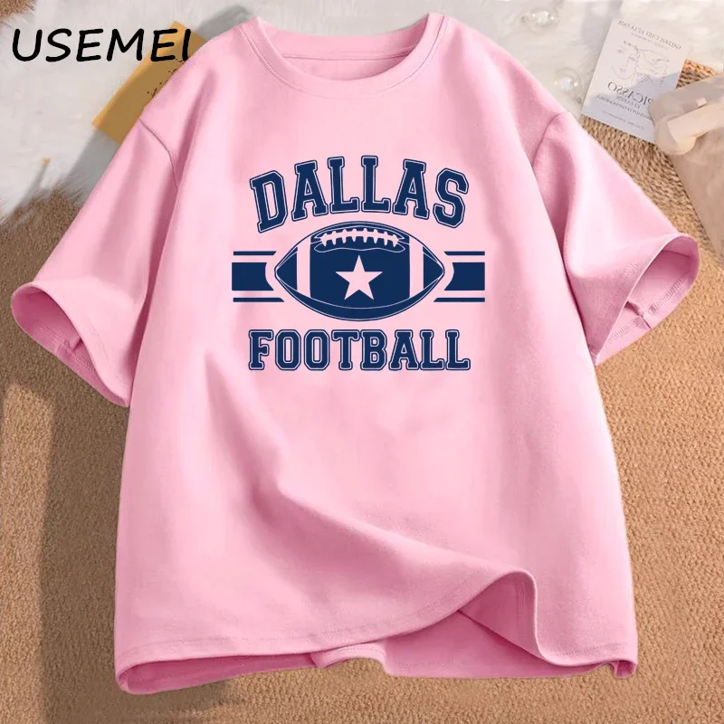 Dallas Cowboys Football T Shirts Vintage Cotton Short Sleeve Oversized Tshirt 90s Fashion Football Tees Oversized Graphic Top