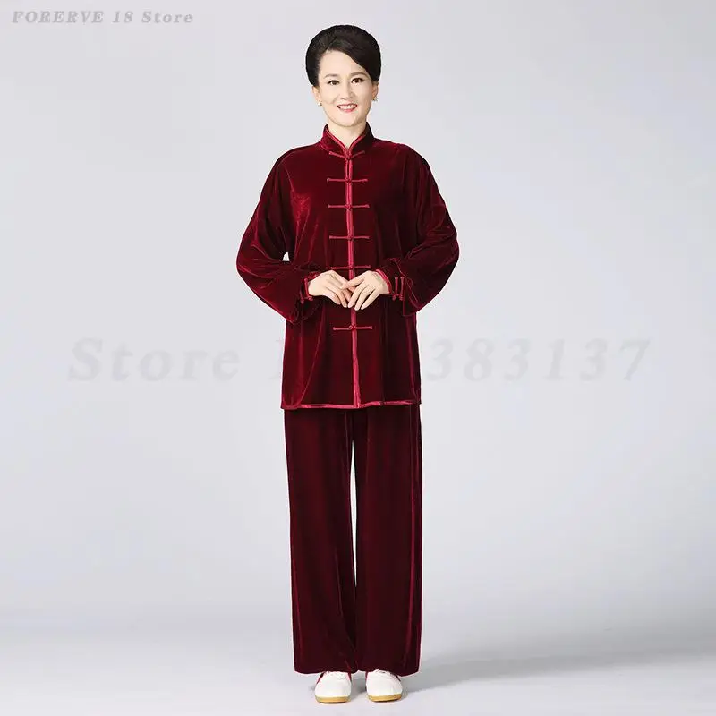 Abito tradizionale cinese Tang Tai Chi Abbigliamento Autunno Inverno Velluto caldo Kung Fu Uniforme Retro Orientale Unisex Loungewear 3XL