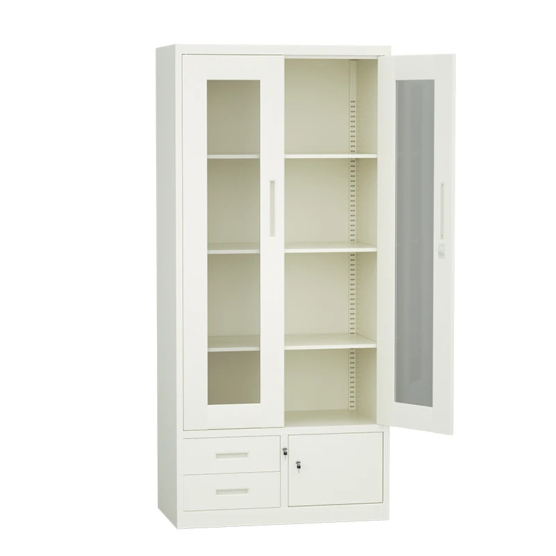 ！@Modern Steel Cabinet with Glass Door New Home Office Furniture Commercial Grade Document Storage for Home School Warehouse Hot