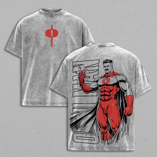 Nolan Grayson Print T-shirt Invincible Anime Clothing Men Short Sleeve Cotton Tshirts Vintage Washed Tee Harajuku Loose T Shirt