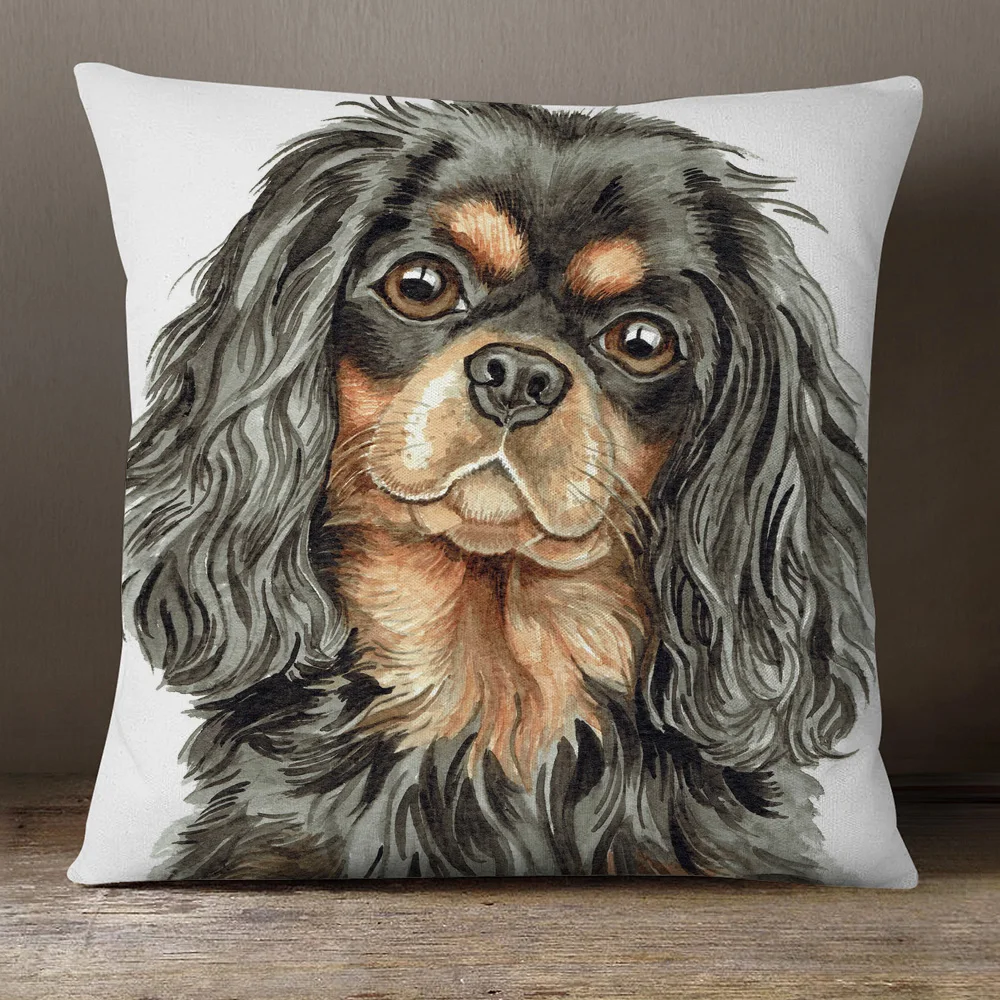 Hand Painting Dogs Posters Polyester Linen Cushion Covers Red Dachshund Schnauzer Sheepdog Poodle Dog Sofa Car chair Pillow case