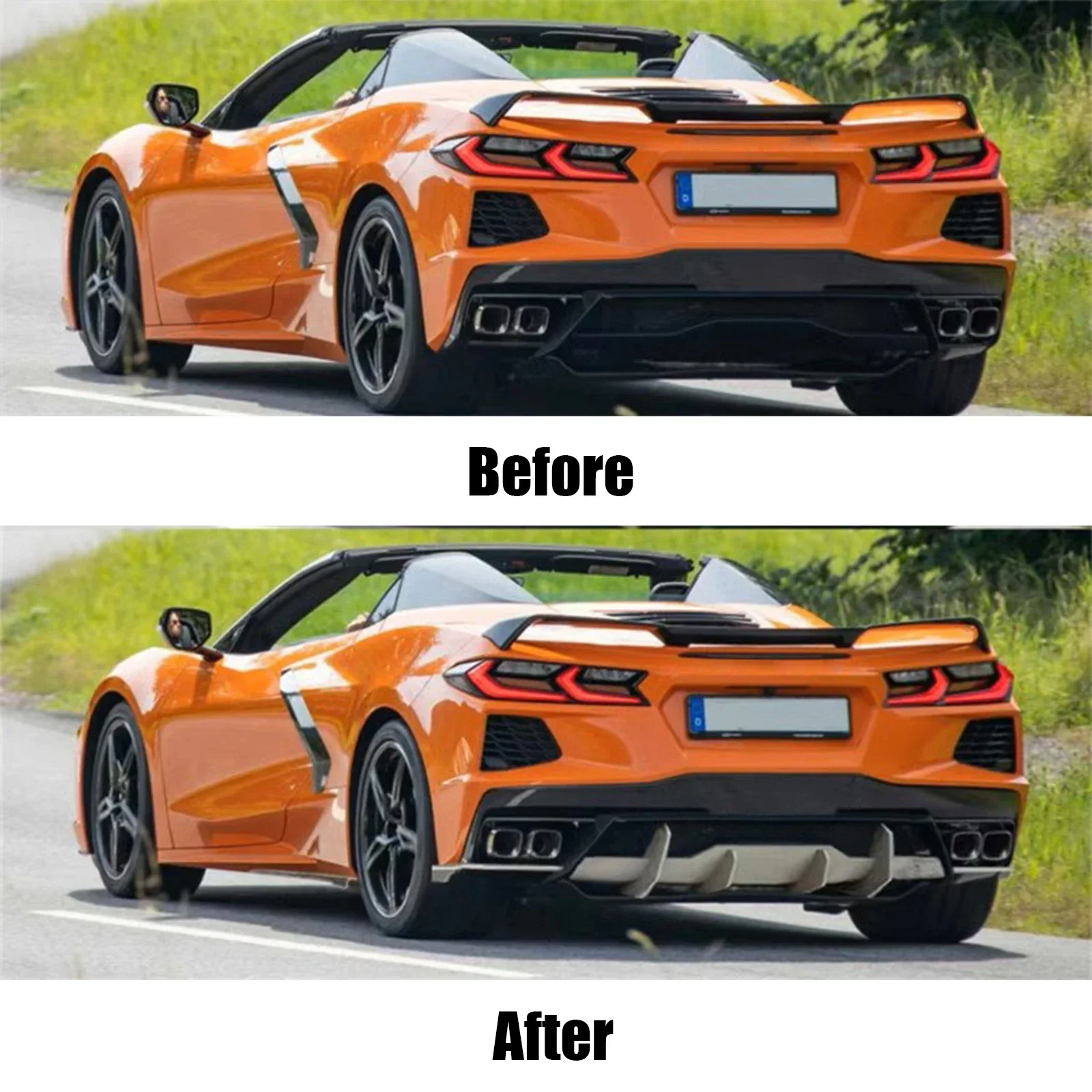 Car Rear Bumper Lip For Chevrolet Corvette C8 2 Door 2020-2023 Z51 StingrayShark Fin Diffuser Bodykit Spoiler Splitter 2022 2021