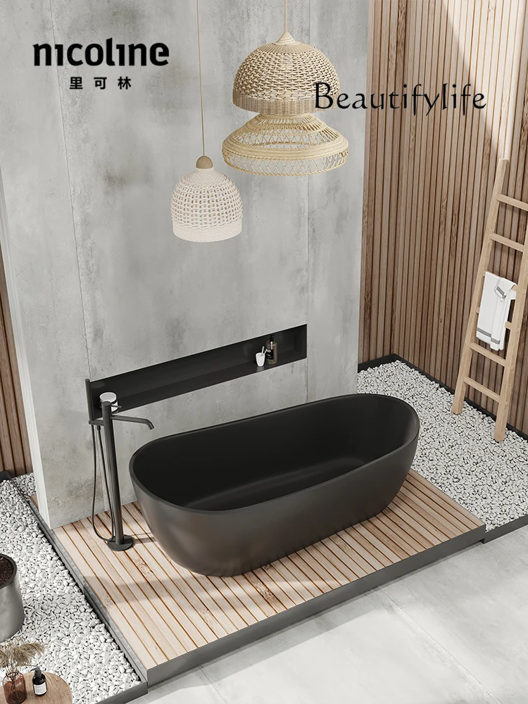 

bathroom vanity with sink Pink Matte Artificial Stone Home Bathroom Large Capacity Bathtub Hotel Qimei Stone Bathtub