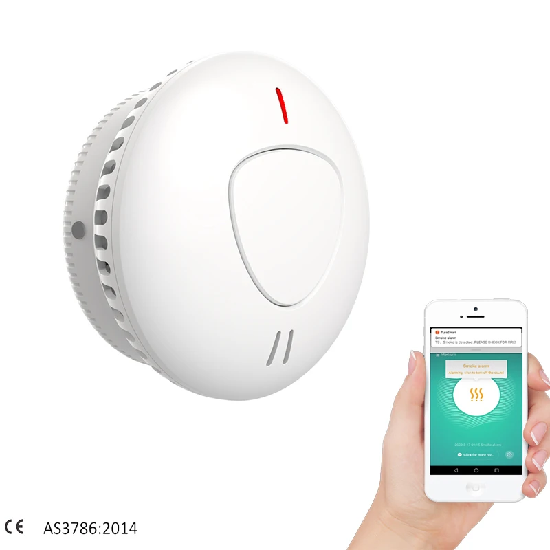 Australia Popular AS3786 WiFi RF433 Interconnected Smoke Alarm Tuya Smart Life Wireless Fire Detector Home Security Remote Alert