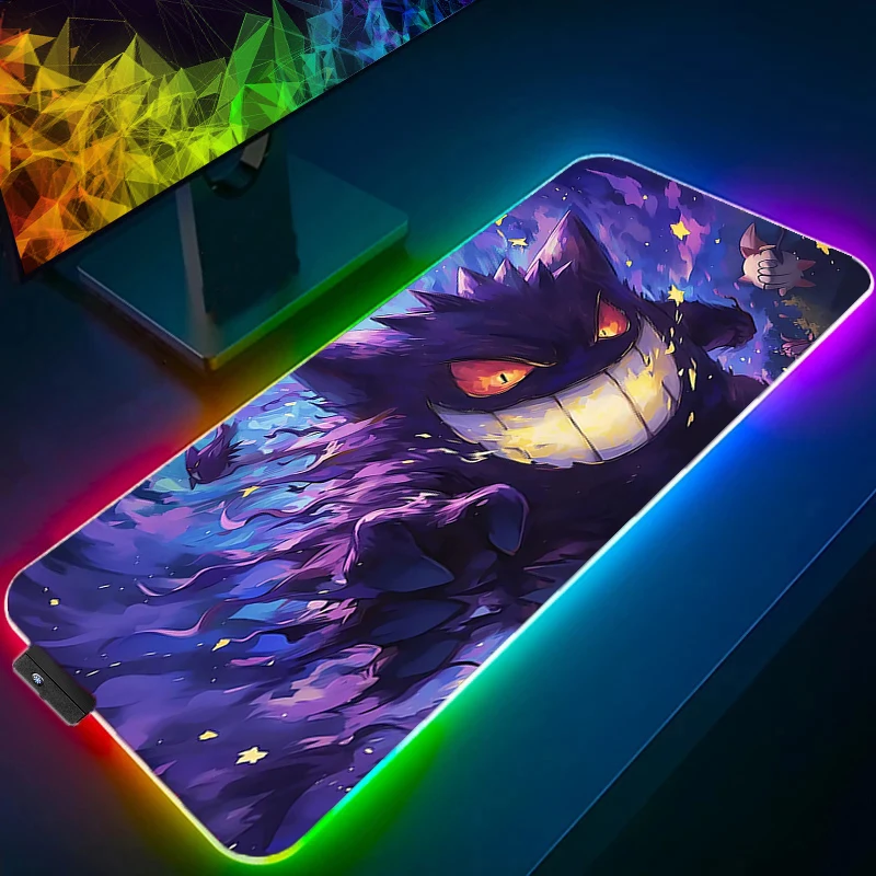 LED Light Mouse Pad Desk Mat G-gengar P-pokemon Rayquaza Computer Mousepad Backlight Keyboard mat Gaming Mouse Pad RGB Carpet