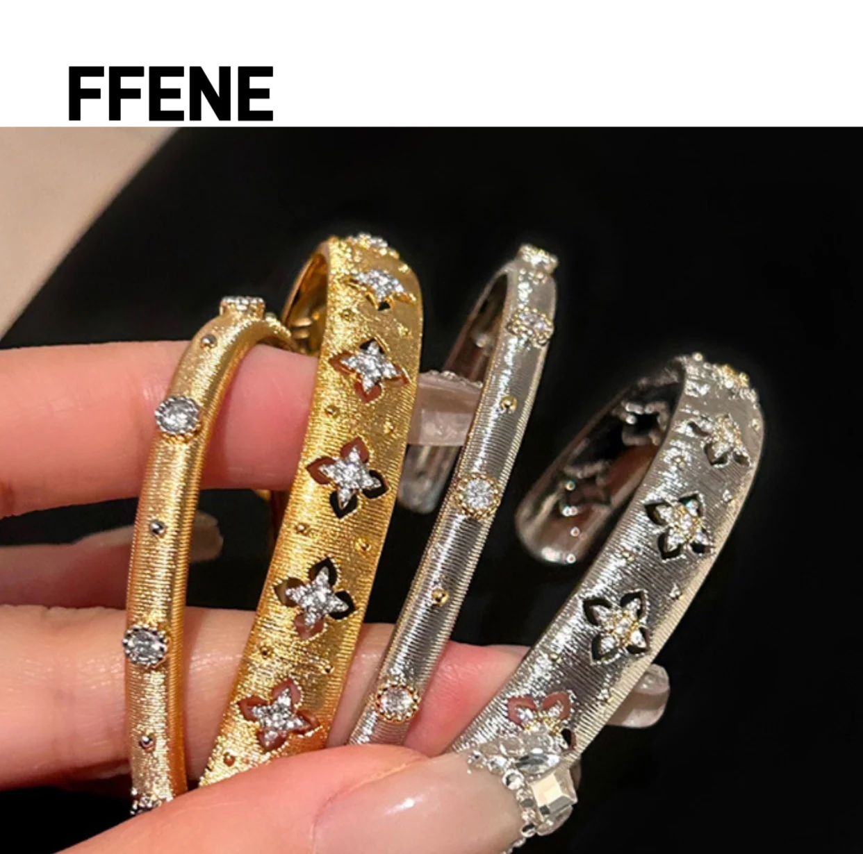 

Best-selling hot item Lovers Luxury layered design, zirconium set, geometric open-work bracelets, French retro, high end jewelry